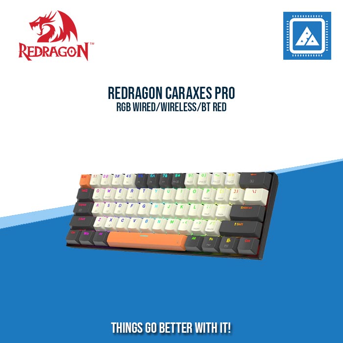 REDRAGON CARAXES PRO RGB WIRED/WIRELESS/BT RED