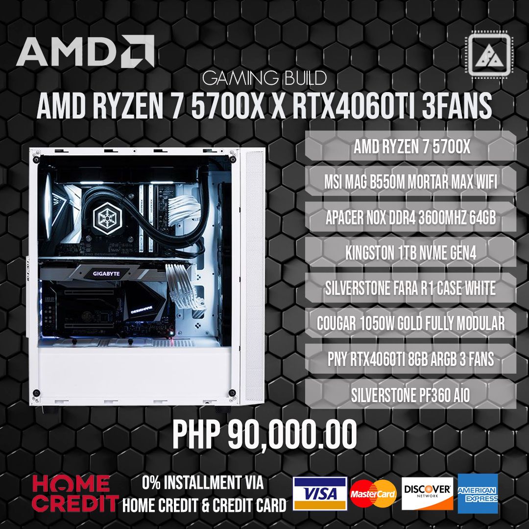 AMD RYZEN 7 5700X with RTX 4060TI Gaming Build V.2