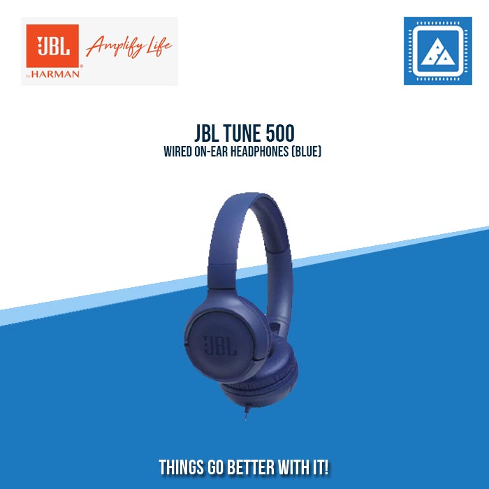 JBL TUNE 500 WIRED ON-EAR HEADPHONES (BLUE)