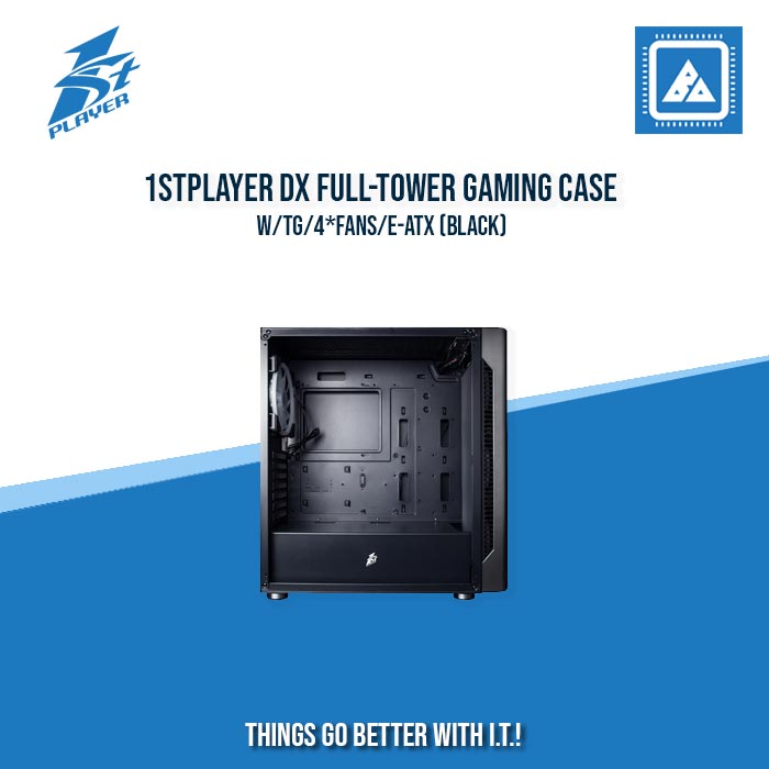 1STPLAYER DX FULL-TOWER GAMING CASE W/TG/4*FANS/E-ATX (BLACK)