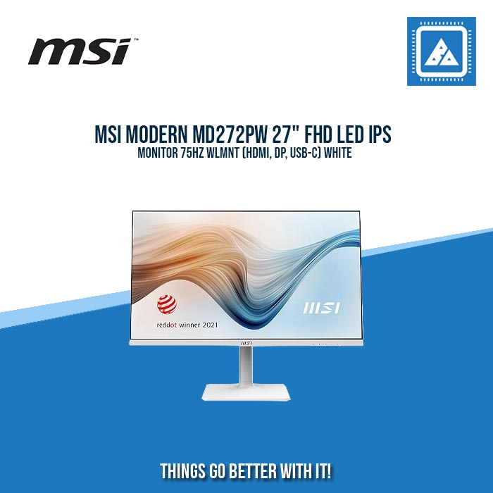MSI MODERN MD272PW 27" FHD LED IPS MONITOR 75HZ WLMNT (HDMI, DP, USB-C) WHITE