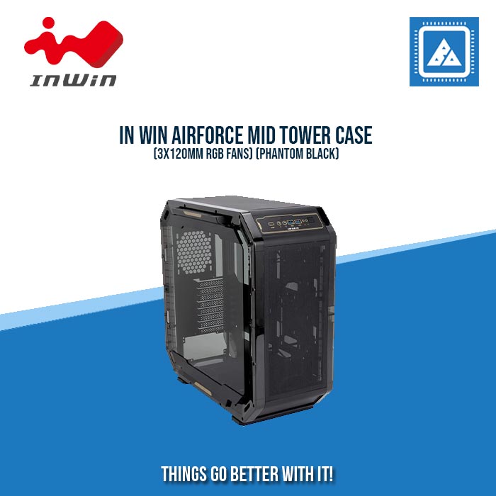 IN WIN AIRFORCE MID TOWER CASE (3X120MM RGB FANS) (PHANTOM BLACK ...