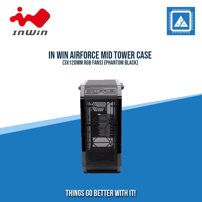 IN WIN AIRFORCE MID TOWER CASE (3X120MM RGB FANS) (PHANTOM BLACK)