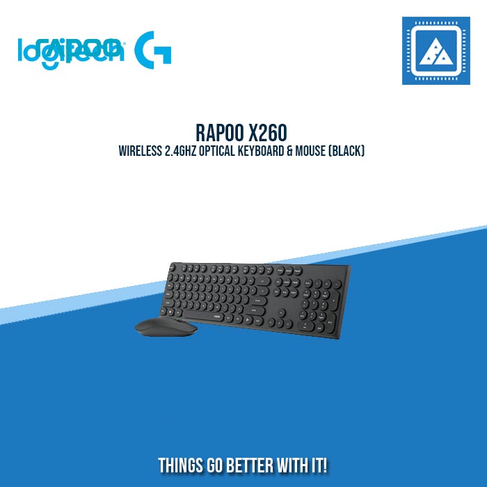 RAPOO X260 WIRELESS 2.4GHZ OPTICAL KEYBOARD & MOUSE (BLACK)