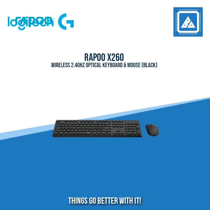 RAPOO X260 WIRELESS 2.4GHZ OPTICAL KEYBOARD & MOUSE (BLACK)