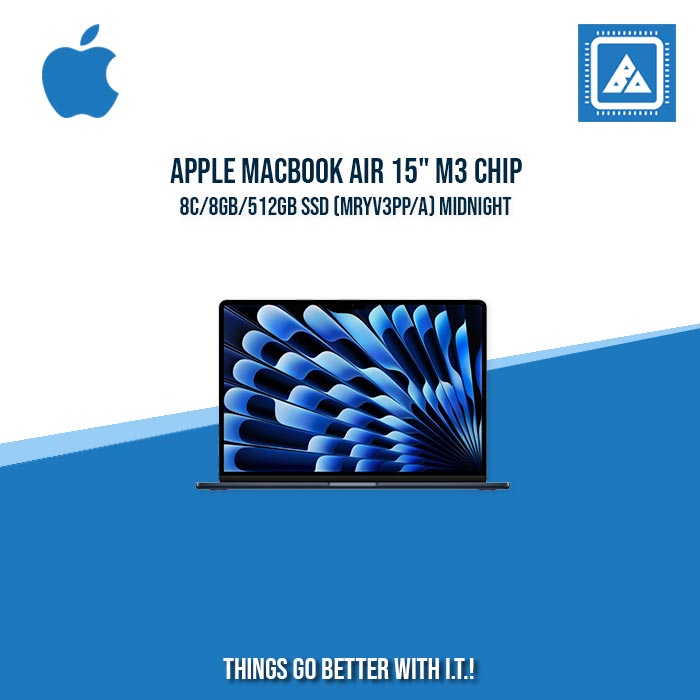 APPLE MACBOOK AIR 15" M3 CHIP 8C/8GB/512GB SSD (MRYV3PP/A) | BEST FOR FREELANCER AND CORPORATES LAPTOP