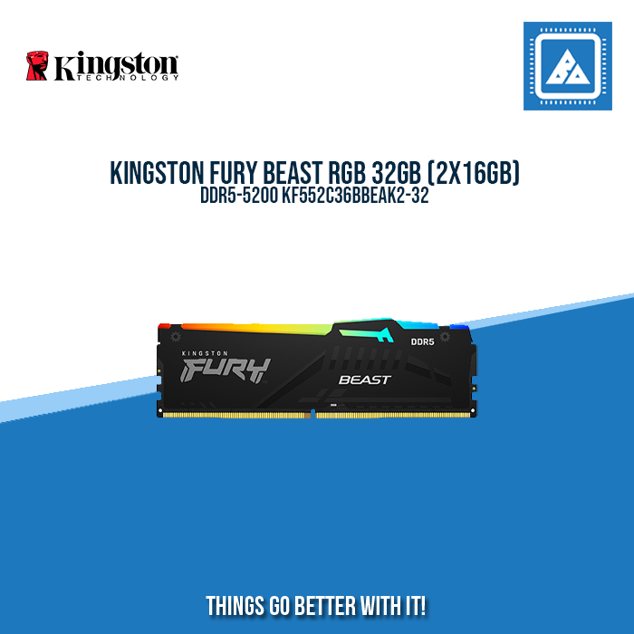 KINGSTON FURY BEAST RGB 32GB (2X16GB) DDR5-5200 KF552C36BBEAK2-32