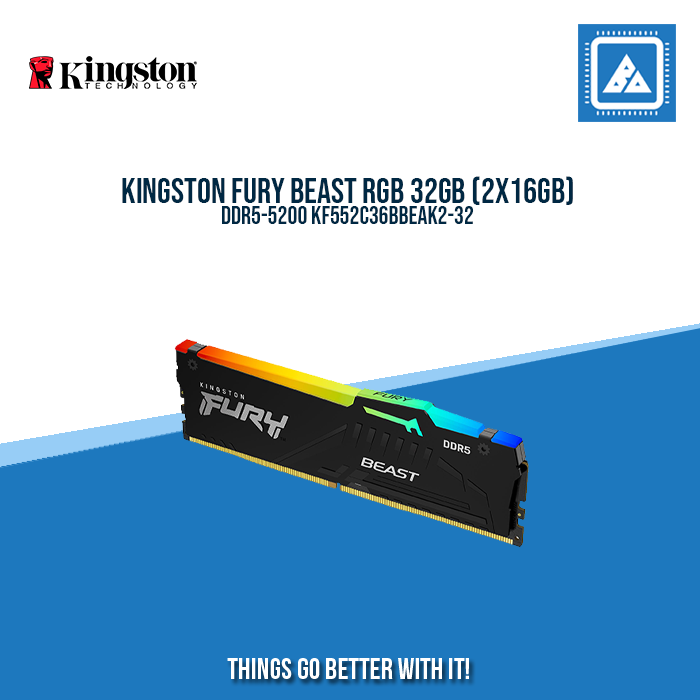 KINGSTON FURY BEAST RGB 32GB (2X16GB) DDR5-5200 KF552C36BBEAK2-32