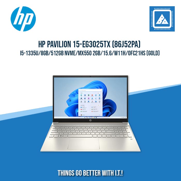 HP PAVILION 15-EG3025TX (86J52PA) I5-1335U/8GB/512GB NVME/MX550 2GB | BEST FOR FREELANCERS LAPTOP