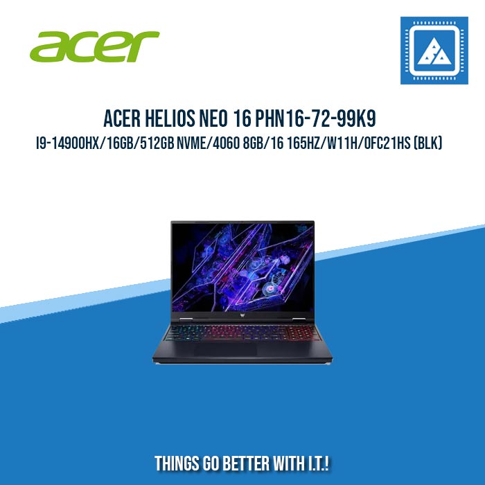ACER HELIOS NEO 16 PHN16-72-99K9 I9-14900HX/16GB/512GB NVME/4060 8GB | BEST FOR GAMING AND AUTOCAD LAPTOP