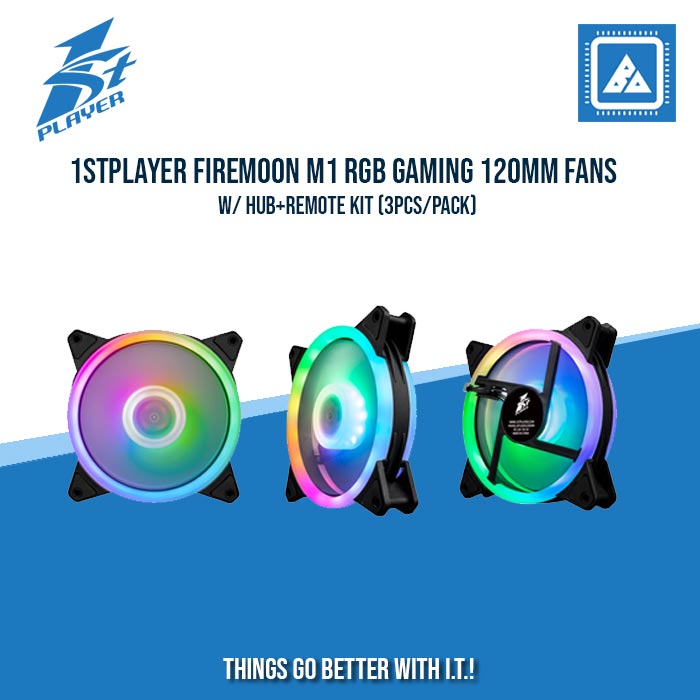 1STPLAYER FIREMOON M1 RGB GAMING 120MM FANS W/ HUB+REMOTE KIT (3PCS/PACK)