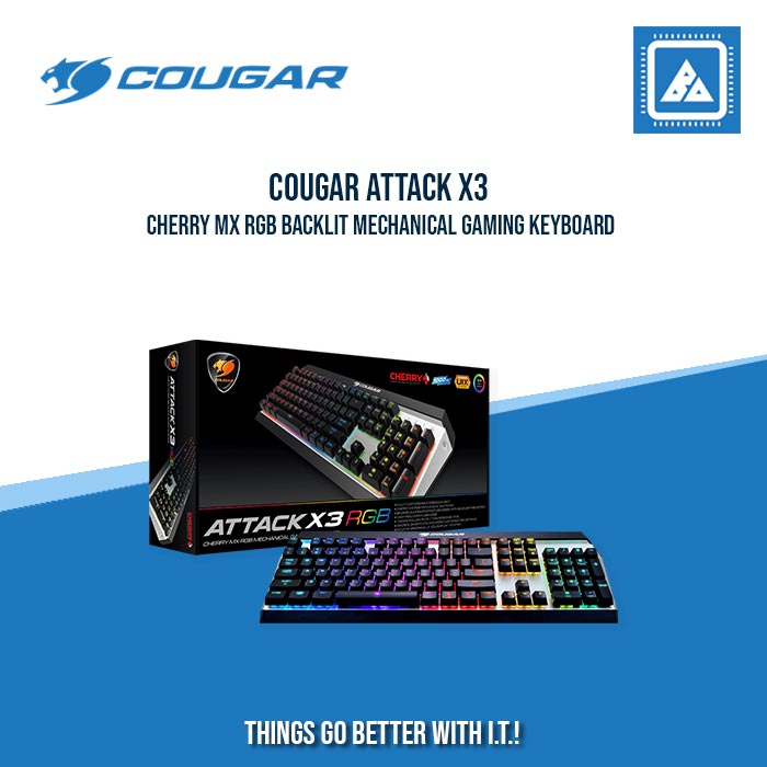 COUGAR ATTACK X3 RGB / MECHANICAL KEYBOARD / CHERRY MX / BLUE SWITCH / BROWN SWITCH / PALM REST / RGB / ALUMINUM-PLASTIC