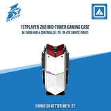 1STPLAYER ZX8 MID-TOWER GAMING CASE W/ ARGB HUB & CONTROLLER /TG /M-ATX (WHITE/GRAY)