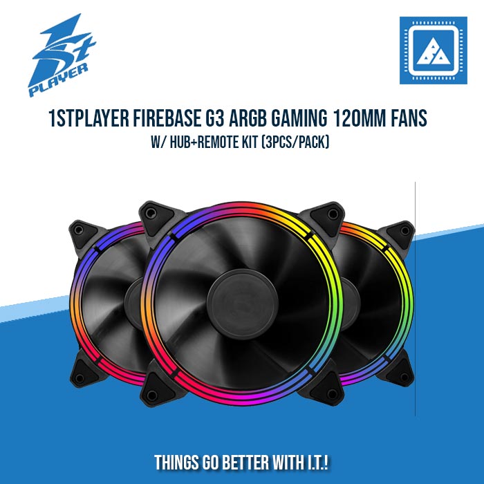 1STPLAYER FIREBASE G3 ARGB GAMING 120MM FANS W/ HUB+REMOTE KIT (3PCS/PACK)