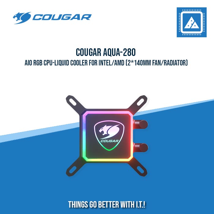 COUGAR AQUA-280 AIO RGB CPU-LIQUID COOLER FOR INTEL/AMD (2*140MM FAN/RADIATOR)