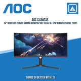 AOC CU34G3S 34" WQHD LED CURVED GAMING MONITOR 1MS 165HZ W/ SPK WLMNT (2XHDMI, 2XDP)