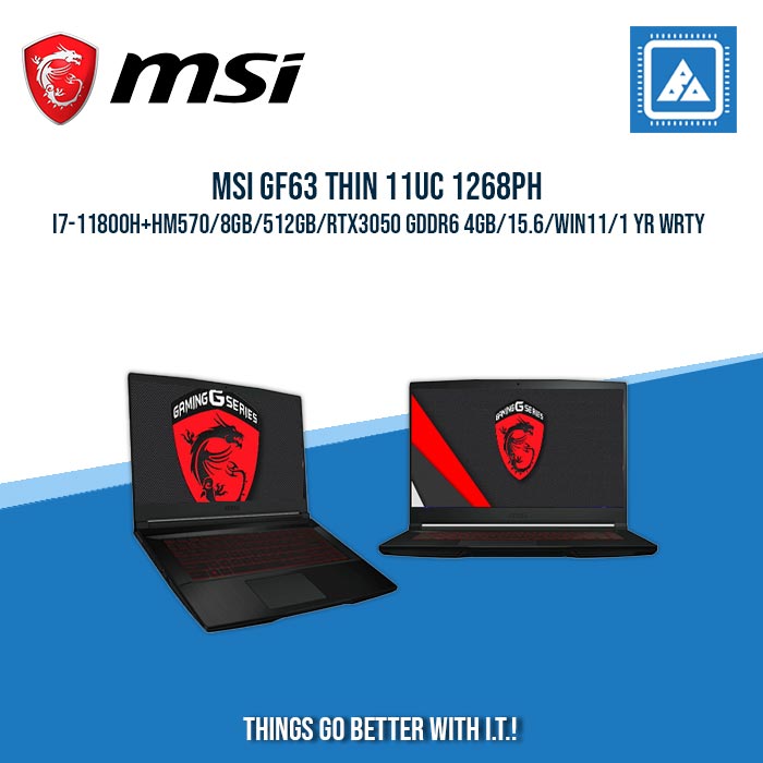 MSI GF63 THIN 11UC 1268PH i7-11800H+HM570/8GB/512GB/RTX3050 GDDR6 4GB | BEST FOR GAMING AND AUTOCAD LAPTOP