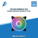 1STPLAYER FIREMOON M1-PLUS RGB GAMING 140MM FANS W/ HUB+REMOTE KIT (3*FANS)