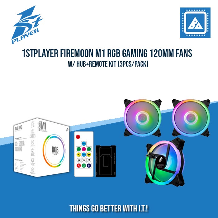 1STPLAYER FIREMOON M1 RGB GAMING 120MM FANS W/ HUB+REMOTE KIT (3PCS/PACK)