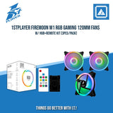 1STPLAYER FIREMOON M1 RGB GAMING 120MM FANS W/ HUB+REMOTE KIT (3PCS/PACK)