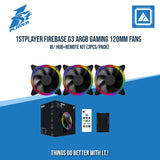 1STPLAYER FIREBASE G3 ARGB GAMING 120MM FANS W/ HUB+REMOTE KIT (3PCS/PACK)