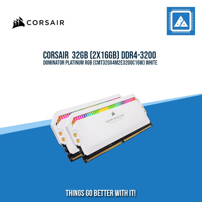 CORSAIR 32GB (2X16GB) DDR4-3200 DOMINATOR PLATINUM RGB (CMT32GX4M2E3200C16W) WHITE