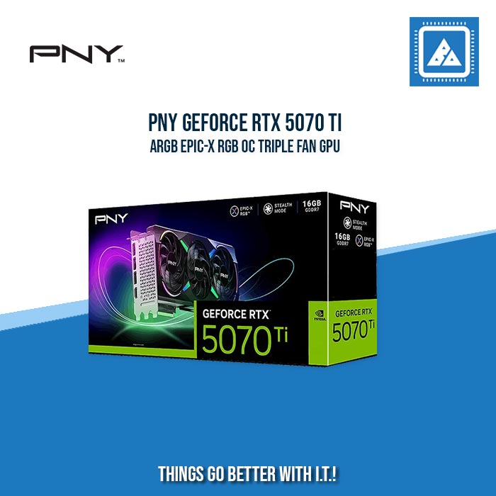 PNY GeForce RTX 5070 Ti ARGB EPIC-X RGB OC Triple Fan GPU(VCG5070T16TFXXPB1-O)