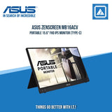 ASUS ZENSCREEN MB16ACV PORTABLE 15.6" FHD IPS MONITOR (TYPE-C)