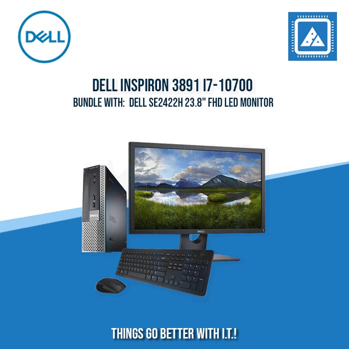 DELL INSPIRON 3891 I7-10700 8GB/512GB NVME/W11H/OFC21HS/2YR DESKTOP + DELL SE2422H 23.8