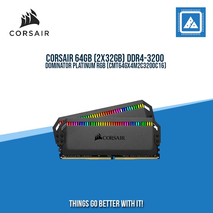 CORSAIR 64GB (2X32GB) DDR4-3200 DOMINATOR PLATINUM RGB (CMT64GX4M2C3200C16)