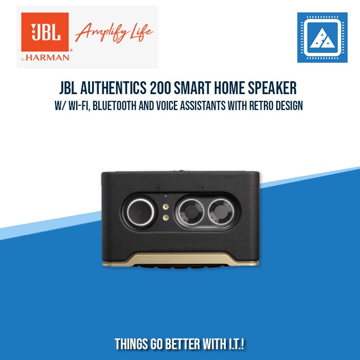 JBL AUTHENTICS 200 SMART HOME SPEAKER WITH WI-FI, BLUETOOTH, AND VOICE ASSISTANTS WITH RETRO DESIGN