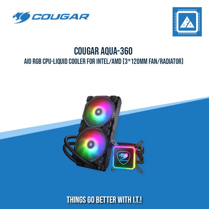COUGAR AQUA-360 AIO RGB CPU-LIQUID COOLER FOR INTEL/AMD (3*120MM FAN/RADIATOR)