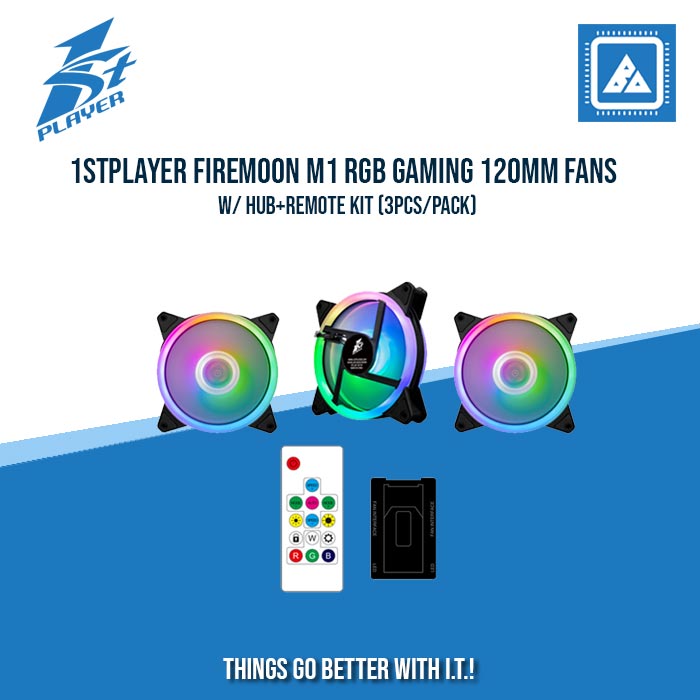 1STPLAYER FIREMOON M1 RGB GAMING 120MM FANS W/ HUB+REMOTE KIT (3PCS/PACK)