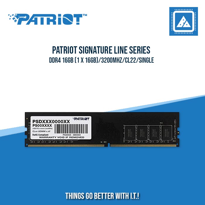 PATRIOT SIGNATURE LINE SERIES DDR4 16GB (1 X 16GB)/3200MHZ/CL22/SINGLE