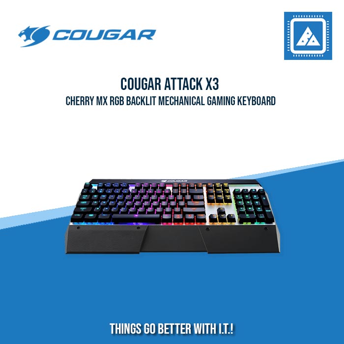 COUGAR ATTACK X3 RGB / MECHANICAL KEYBOARD / CHERRY MX / BLUE SWITCH / BROWN SWITCH / PALM REST / RGB / ALUMINUM-PLASTIC