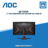 AOC 27G2SPE 27" FHD IPS GAMING MONITOR 1MS 165HZ WLMNT (VGA, 2XHDMI, DP)
