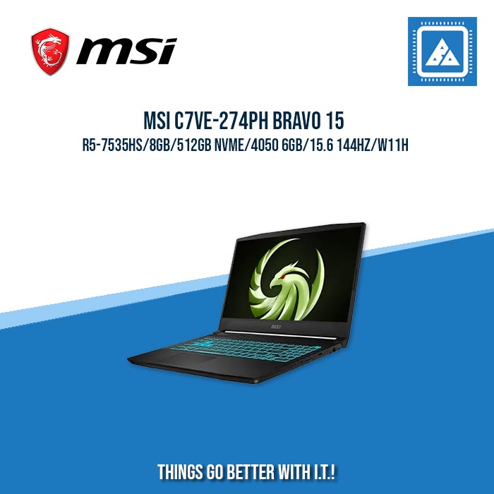 MSI C7VE-274PH BRAVO 15 R5-7535HS/8GB/512GB NVME/4050 6GB | BEST FOR GAMING AND AUTOCAD LAPTOP