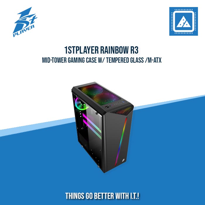 1STPLAYER RAINBOW R3 MID-TOWER GAMING CASE W/ TEMPERED GLASS /M-ATX (BLACK)