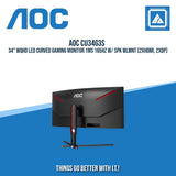 AOC CU34G3S 34" WQHD LED CURVED GAMING MONITOR 1MS 165HZ W/ SPK WLMNT (2XHDMI, 2XDP)