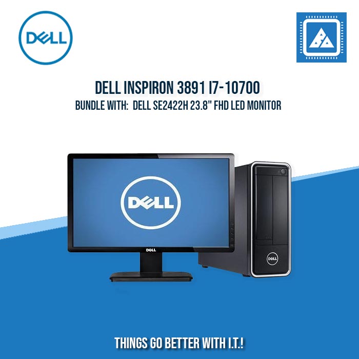 DELL INSPIRON 3891 I7-10700 8GB/512GB NVME/W11H/OFC21HS/2YR DESKTOP + DELL SE2422H 23.8" FHD LED MONITOR