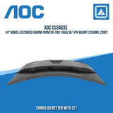 AOC CU34G3S 34" WQHD LED CURVED GAMING MONITOR 1MS 165HZ W/ SPK WLMNT (2XHDMI, 2XDP)