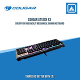 COUGAR ATTACK X3 RGB / MECHANICAL KEYBOARD / CHERRY MX / BLUE SWITCH / BROWN SWITCH / PALM REST / RGB / ALUMINUM-PLASTIC