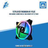 1STPLAYER FIREMOON M1-PLUS RGB GAMING 140MM FANS W/ HUB+REMOTE KIT (3*FANS)