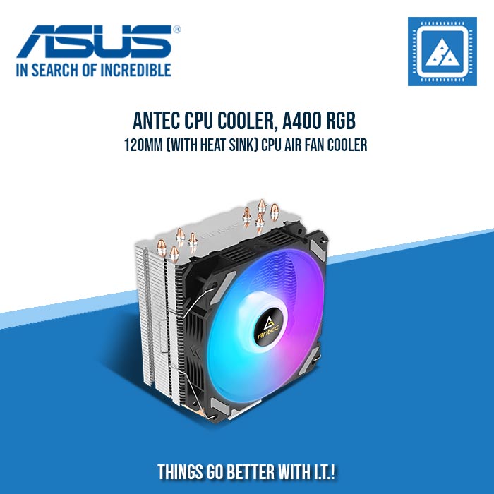 ANTEC CPU COOLER, A400 RGB 120MM (WITH HEAT SINK) CPU AIR FAN COOLER