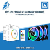 1STPLAYER FIREMOON M1 RGB GAMING 120MM FANS W/ HUB+REMOTE KIT (3PCS/PACK)
