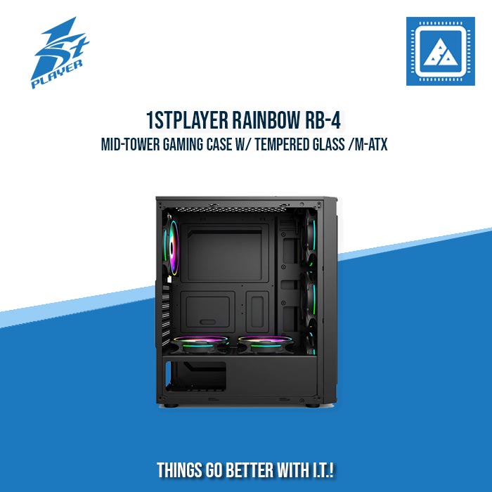 1STPLAYER RAINBOW RB-4 MID-TOWER GAMING CASE W/ TEMPERED GLASS /M-ATX
