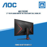 AOC 27G2SPE 27" FHD IPS GAMING MONITOR 1MS 165HZ WLMNT (VGA, 2XHDMI, DP)