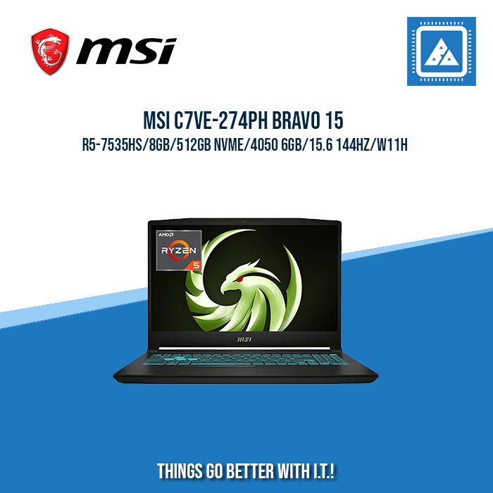 MSI C7VE-274PH BRAVO 15 R5-7535HS/8GB/512GB NVME/4050 6GB | BEST FOR GAMING AND AUTOCAD LAPTOP