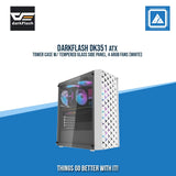 DARKFLASH DK351 ATX TOWER CASE W/ TEMPERED GLASS SIDE PANEL, 4 ARGB FANS (WHITE)