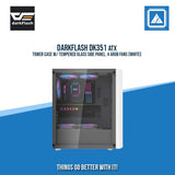 DARKFLASH DK351 ATX TOWER CASE W/ TEMPERED GLASS SIDE PANEL, 4 ARGB FANS (WHITE)